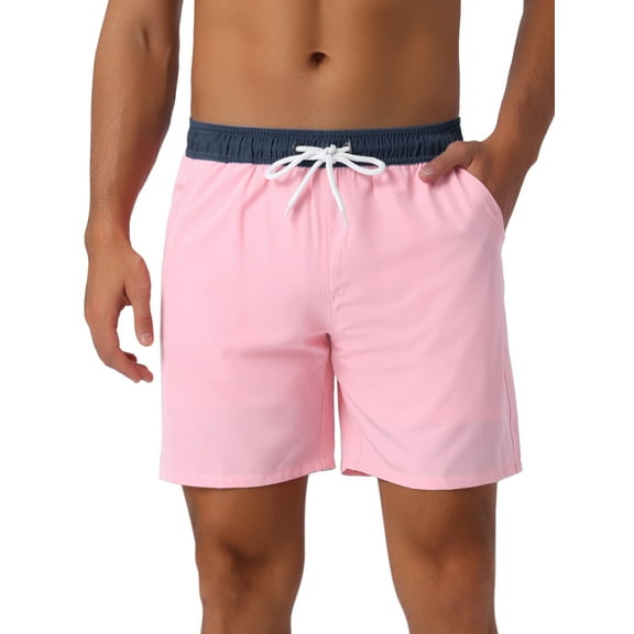 DARING DIVA Men's Lining Surfing Drawstring Swimming Shorts 30 Pink