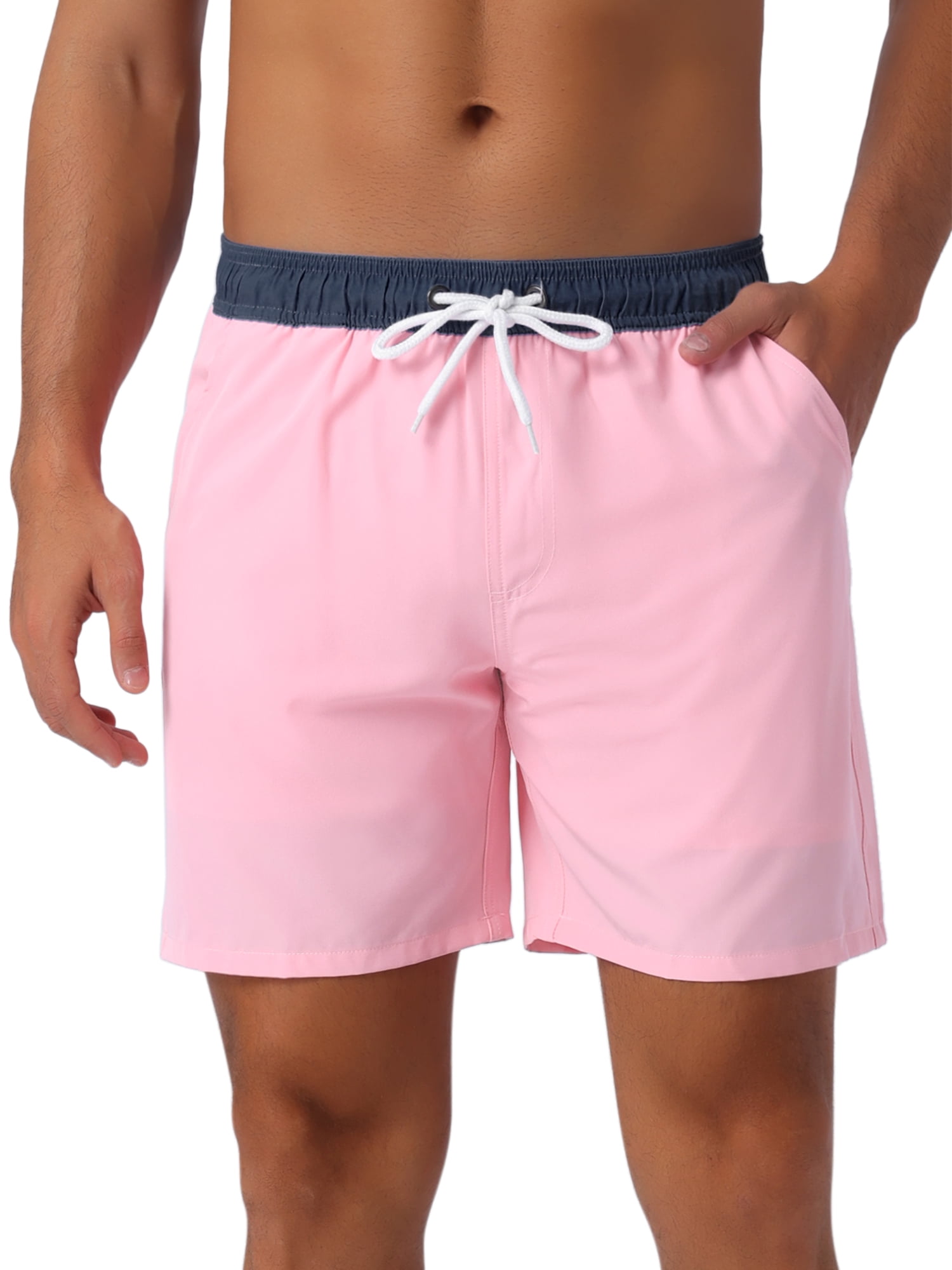 DARING DIVA Men's Lining Surfing Drawstring Swimming Shorts 34 Pink