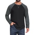 thumbnail image 1 of DARING DIVA Men's Long Sleeve Color Block Casual Raglan T-Shirt 2XL Gray Black, 1 of 7