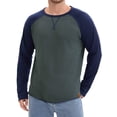 thumbnail image 1 of DARING DIVA Men's Long Sleeve Color Block Casual Raglan T-Shirt S Gray Blue, 1 of 7
