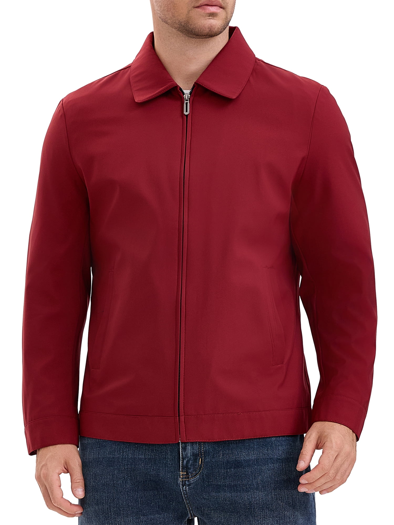 DARING DIVA Men's Long Sleeve Full Zip Up Lapel Solid Lined Jacket XL Red