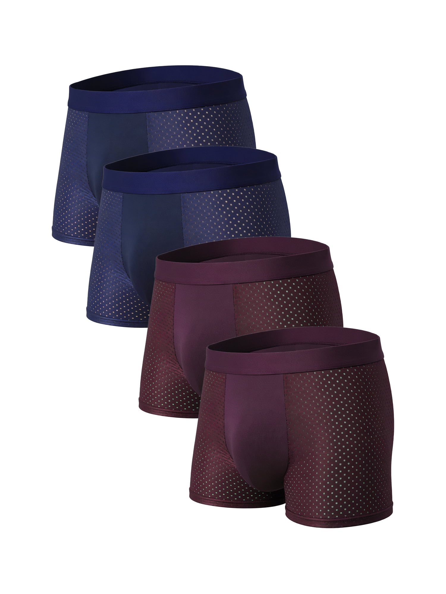 DARING DIVA Men's Mid Rise Hollow Mesh Underwear 28 2 Burgundy 2 Navy
