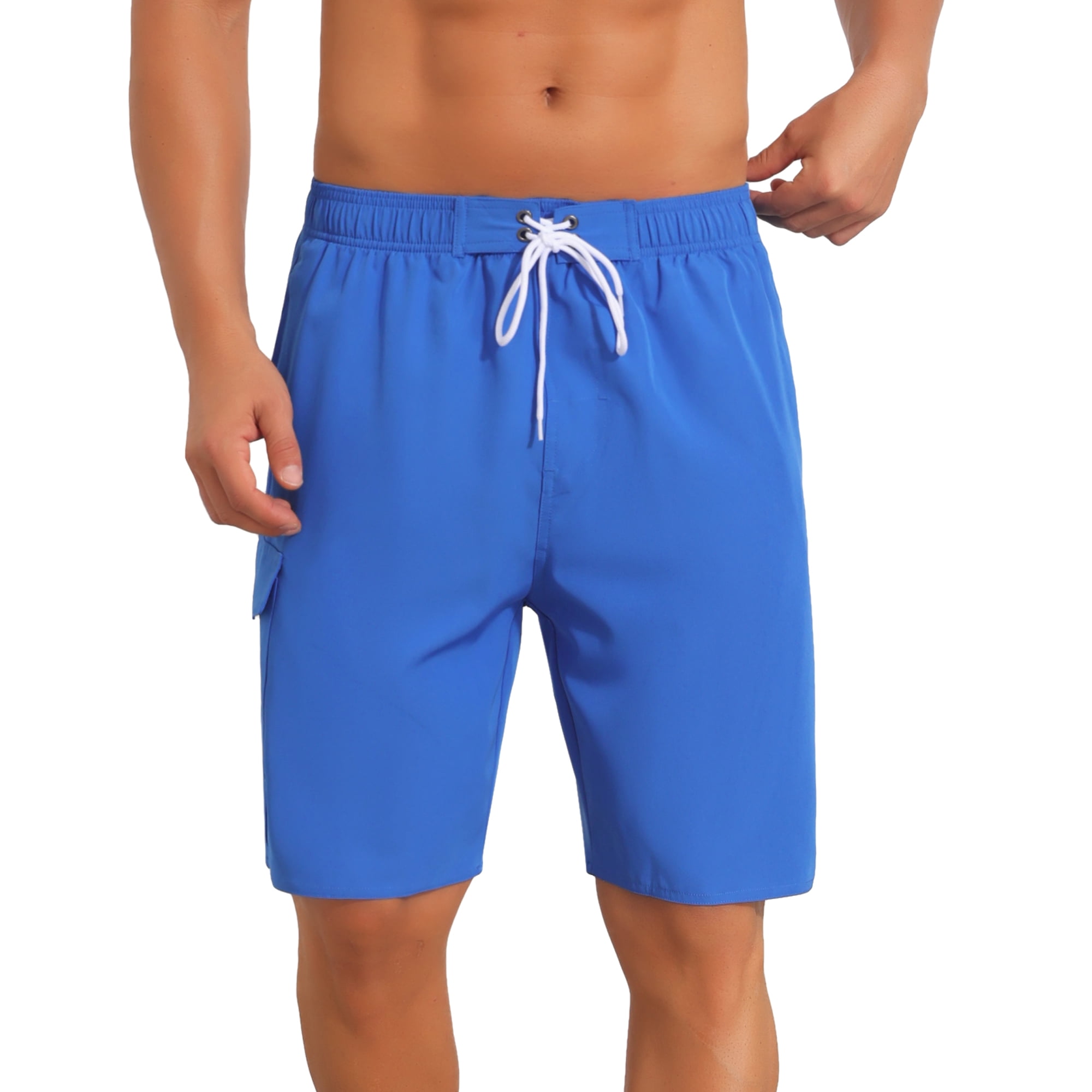 DARING DIVA Men's Multiple Pockets Beach Drawstring Waist Summer Board Shorts 32 Blue