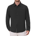 thumbnail image 1 of DARING DIVA Men's Plaid Collar Long Sleeve Button Down Business Dress Shirt Black XXL, 1 of 7