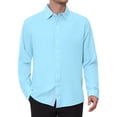 thumbnail image 1 of DARING DIVA Men's Plaid Collar Long Sleeve Button Down Business Dress Shirt Light Blue L, 1 of 7