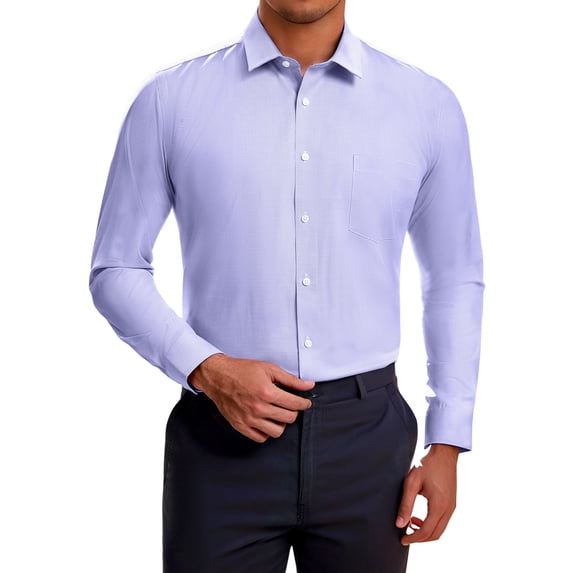DARING DIVA Men's Plaid Long Sleeved Button Down Houndstooth Dress Shirts XL Light Purple