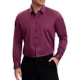 thumbnail image 1 of DARING DIVA Men's Point Collar Long Sleeve Button Down Formal Shirts 3XL Burgundy, 1 of 7