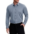 thumbnail image 1 of DARING DIVA Men's Point Collar Long Sleeve Button Down Formal Shirts XL Gray, 1 of 7