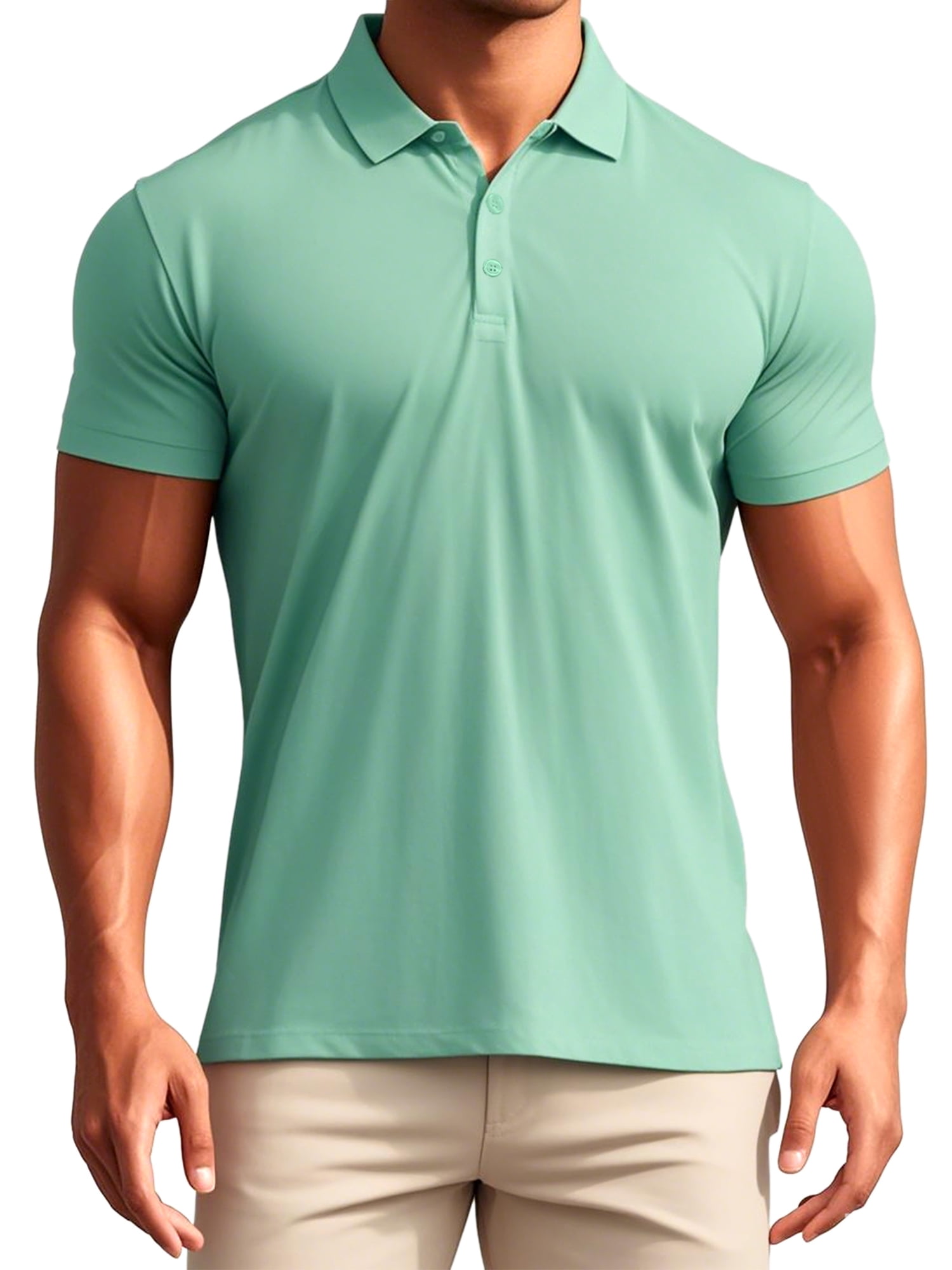 DARING DIVA Men's Solid Stretch Short Sleeve Slim Fit Golf Shirt XL Green