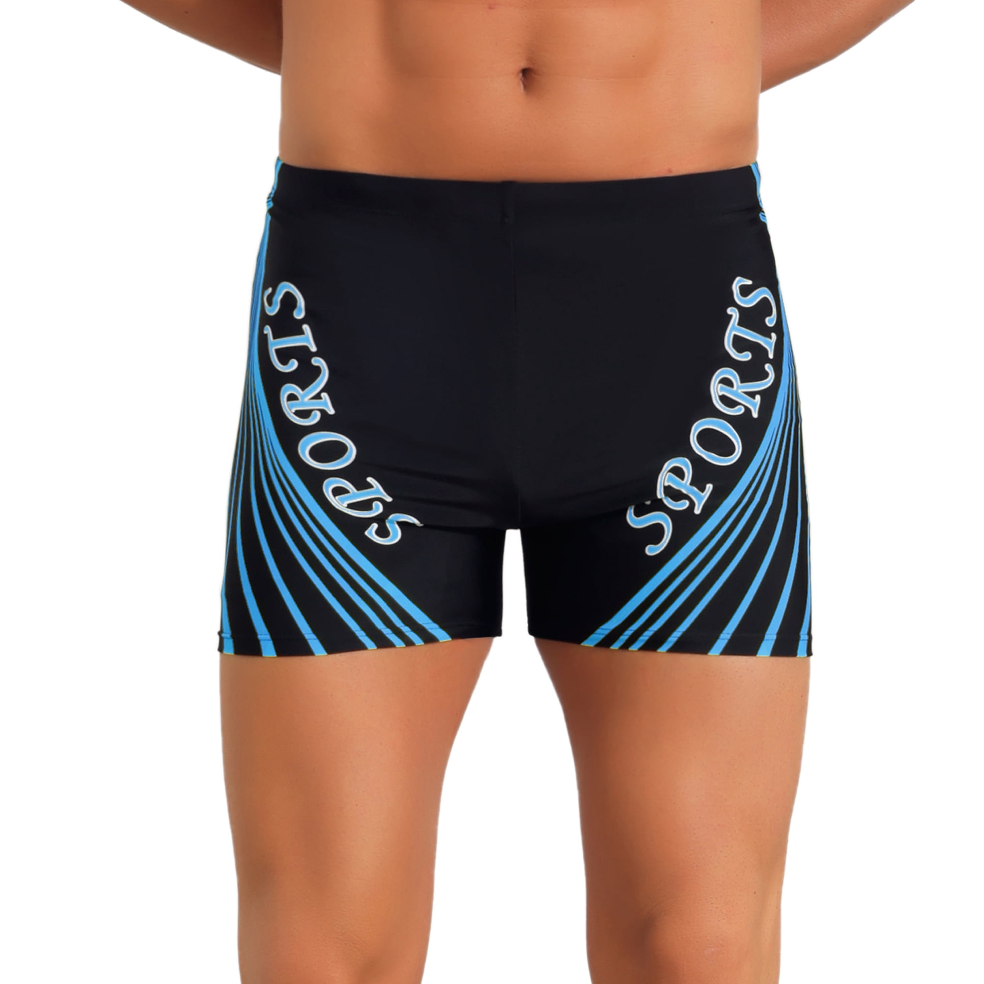 DARING DIVA Men's Printed Swimming Shorts Stretch Waist Surfing Board Shorts 34 Blue