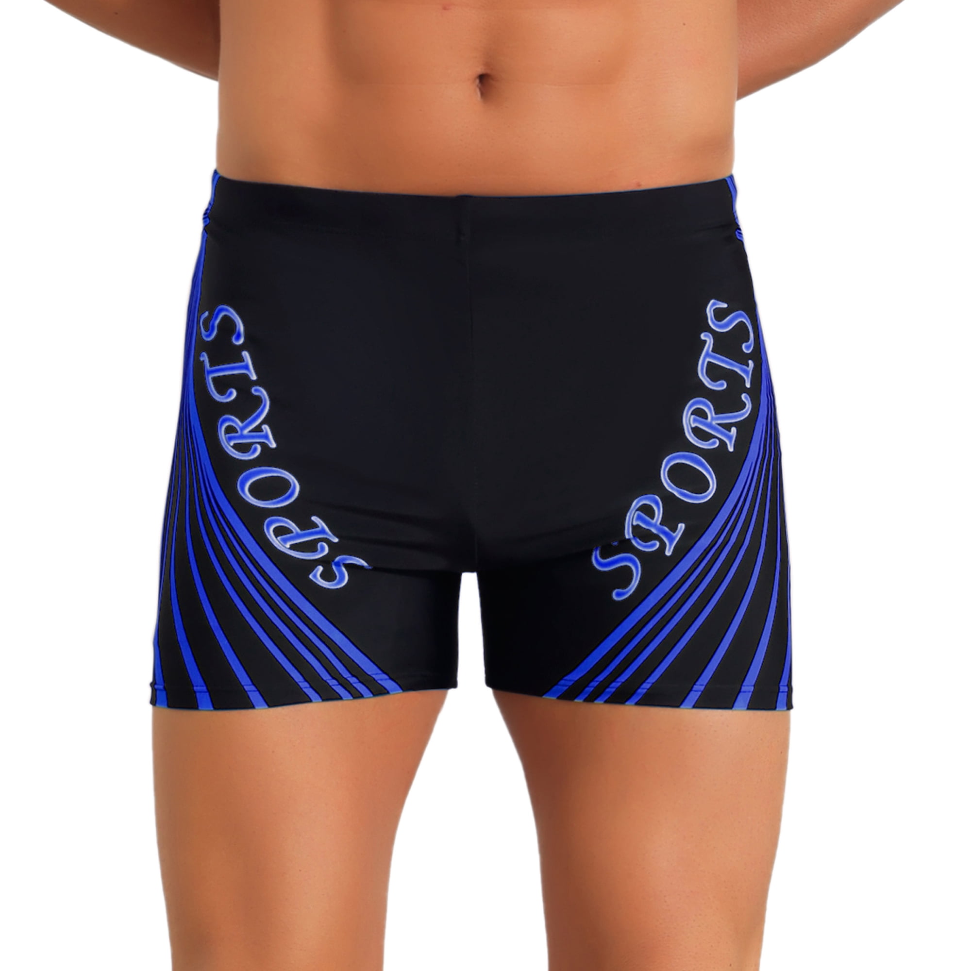 DARING DIVA Men's Printed Swimming Shorts Stretch Waist Surfing Board Shorts 36 Royal Blue