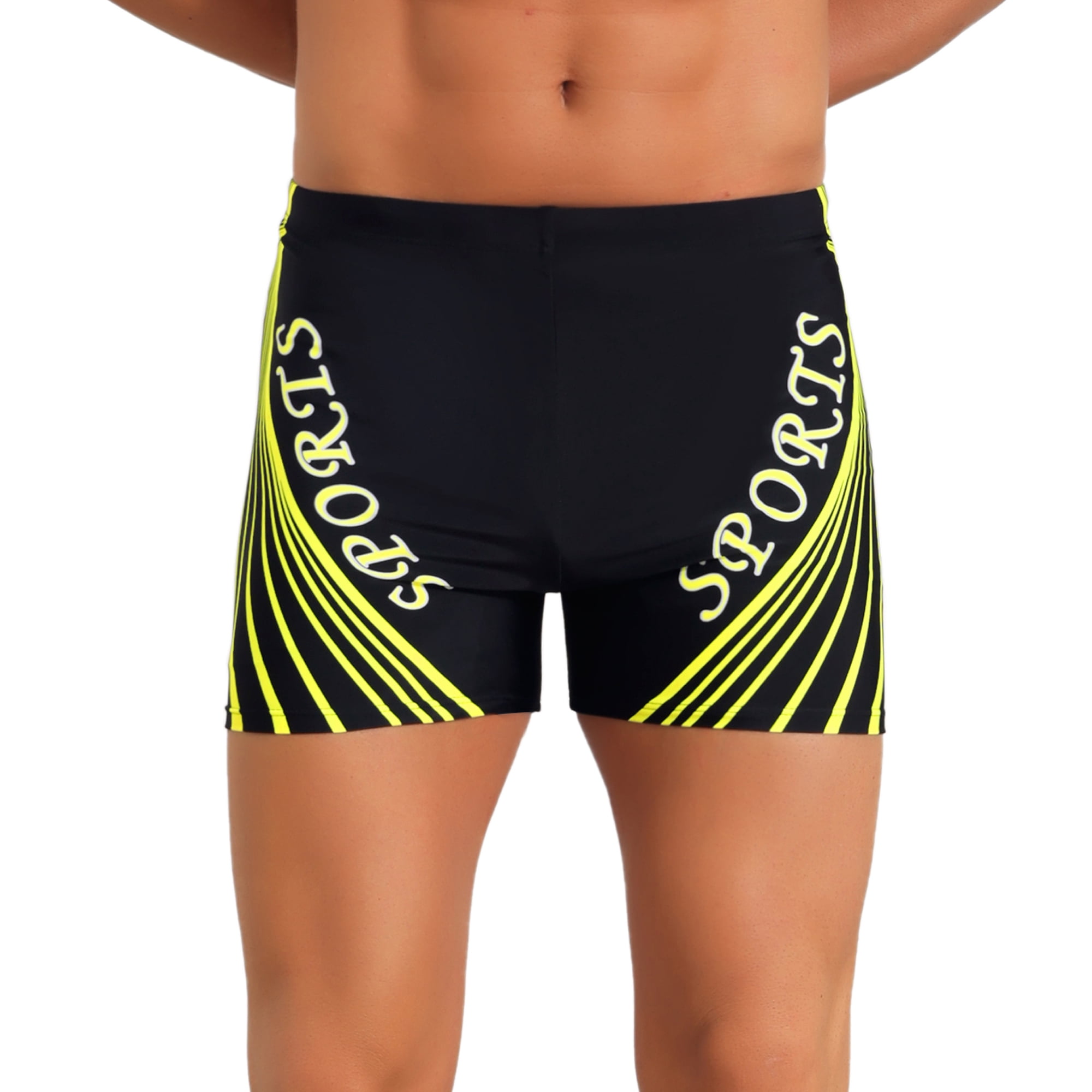 DARING DIVA Men's Printed Swimming Shorts Stretch Waist Surfing Board Shorts 36 Yellow