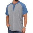 thumbnail image 1 of DARING DIVA Men's Raglan Henley Retro Short Sleeve Button Down T-Shirt L Light Gray, 1 of 7