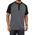 thumbnail image 1 of DARING DIVA Men's Raglan Henley Retro Short Sleeve Button Down T-Shirt M Dark Gray, 1 of 7