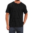 thumbnail image 1 of DARING DIVA Men's Ripped Henley Retro Short Sleeve Button Down T-Shirt M Black, 1 of 7
