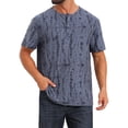 thumbnail image 1 of DARING DIVA Men's Ripped Henley Retro Short Sleeve Button Down T-Shirt S Gray Blue, 1 of 7