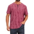 thumbnail image 1 of DARING DIVA Men's Ripped Henley Retro Short Sleeve Button Down T-Shirt S Red, 1 of 7