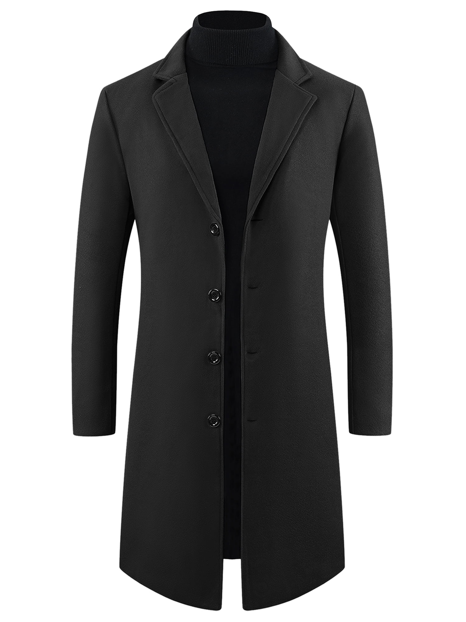 DARING DIVA Men's Single Breasted Notch Lapel with Pockets Trench Overcoat XL Black- New