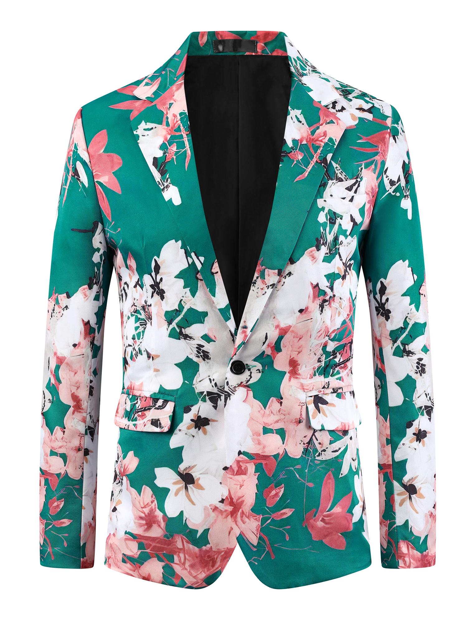 DARING DIVA Men's Floral Slim Fit Party Prom Flower Printed Blazers Suit Jacket M Green