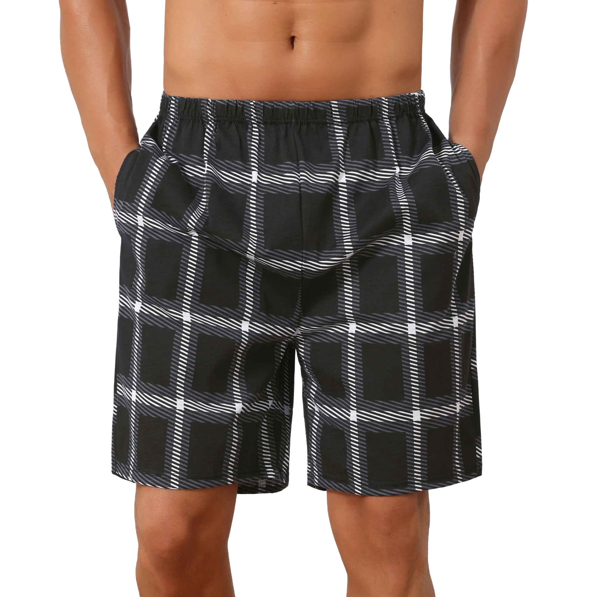 DARING DIVA Men's Soft Elastic Waist Lounge Pajama Shorts 34 Black
