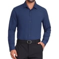 thumbnail image 1 of DARING DIVA Men's Solid Color Button Down Long Sleeves Stretch Shirts XL Navy Blue, 1 of 7
