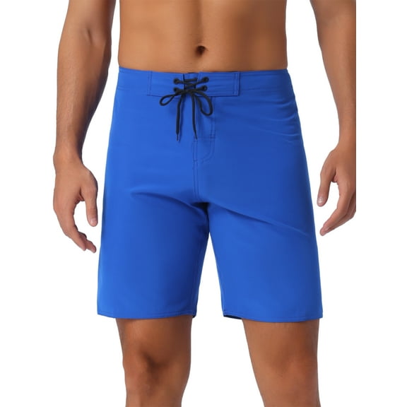 DARING DIVA Men's Solid Color Drawstring Waist Board Shorts 30 Blue
