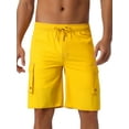 thumbnail image 1 of DARING DIVA Men's Solid Color Side Pockets Lining Summer Board Shorts 30 Yellow, 1 of 6
