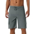 thumbnail image 1 of DARING DIVA Men's Solid Color Side Pockets Lining Summer Board Shorts 32 Gray, 1 of 6
