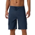 thumbnail image 1 of DARING DIVA Men's Solid Color Side Pockets Lining Summer Board Shorts 38 Navy Blue, 1 of 6