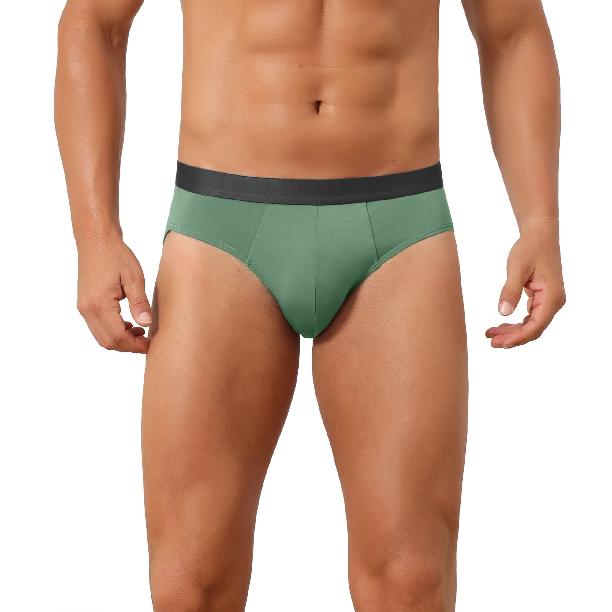 DARING DIVA Men's Solid Elastic Waist Smooth Soft Breathable Sports Underwear 30 Green