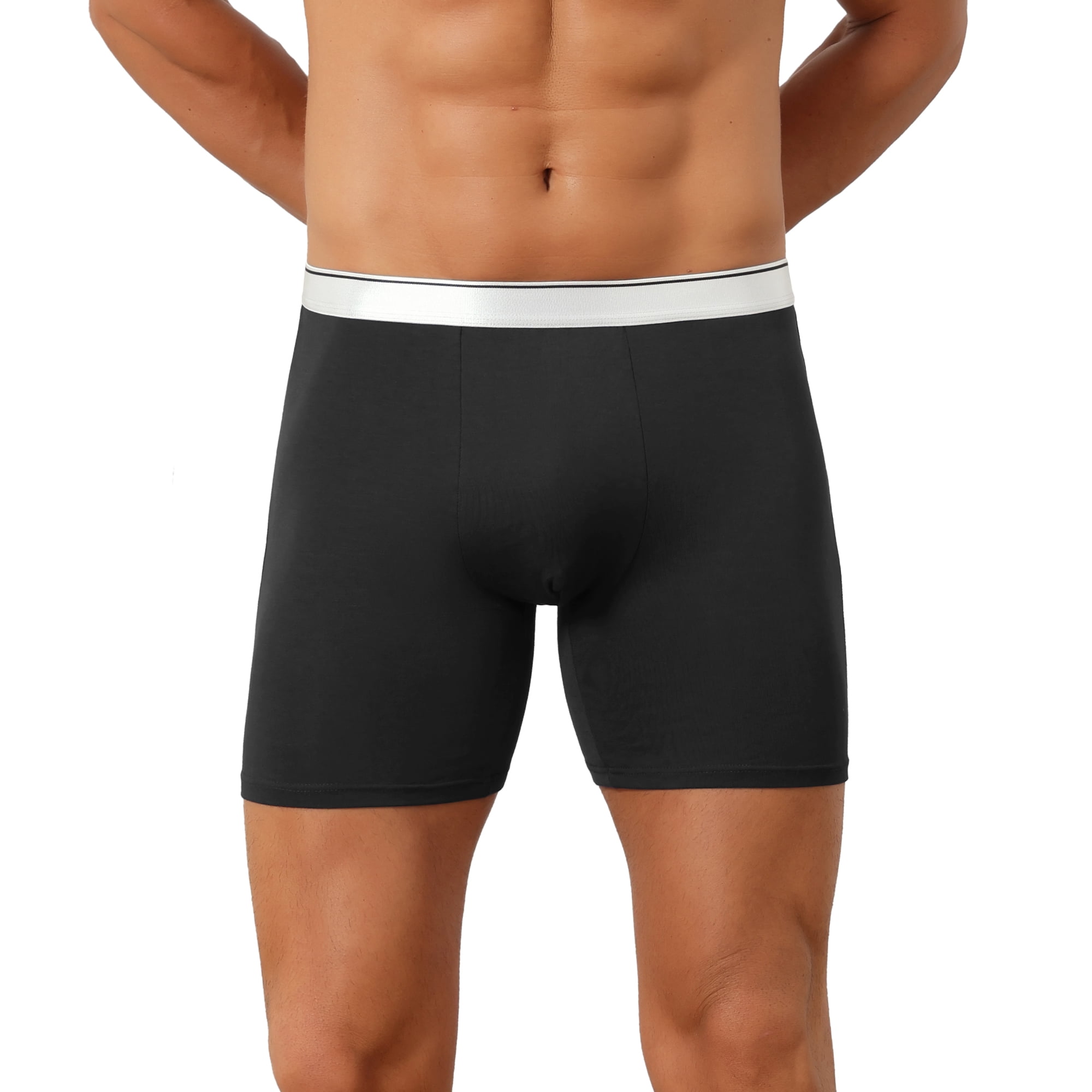 DARING DIVA Men's Stretch Waistband Boxer Brief Comfortable Solid Underwear 36 Black