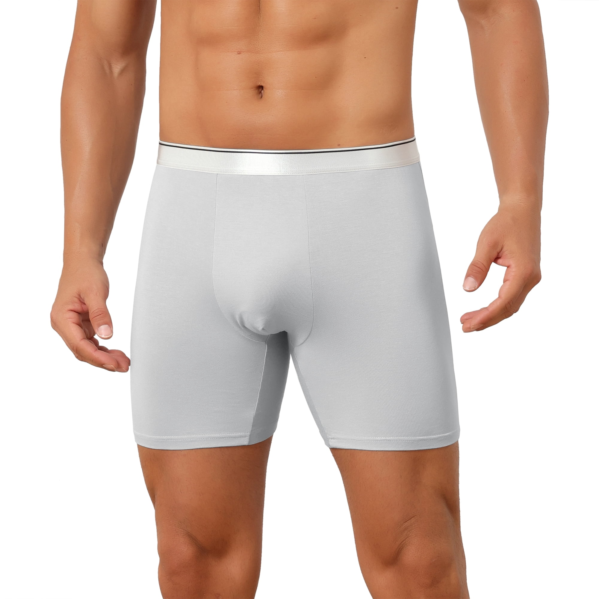DARING DIVA Men's Stretch Waistband Boxer Brief Comfortable Solid Underwear 38 Light Gray