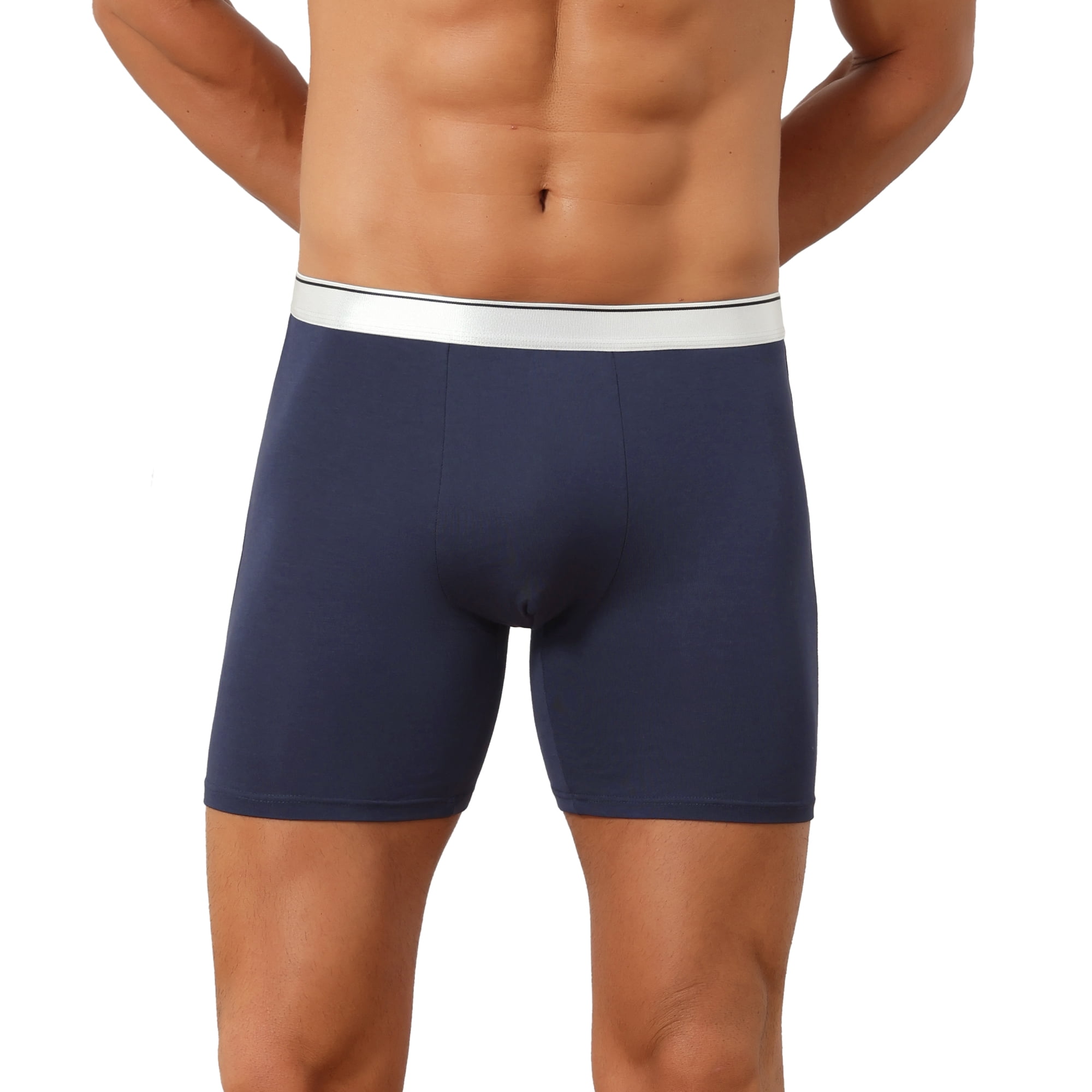 DARING DIVA Men's Stretch Waistband Boxer Brief Comfortable Solid Underwear 40 Dark Blue