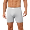 thumbnail image 1 of DARING DIVA Men's Stretch Waistband Boxer Brief Comfortable Solid Underwear 40 Light Gray, 1 of 6