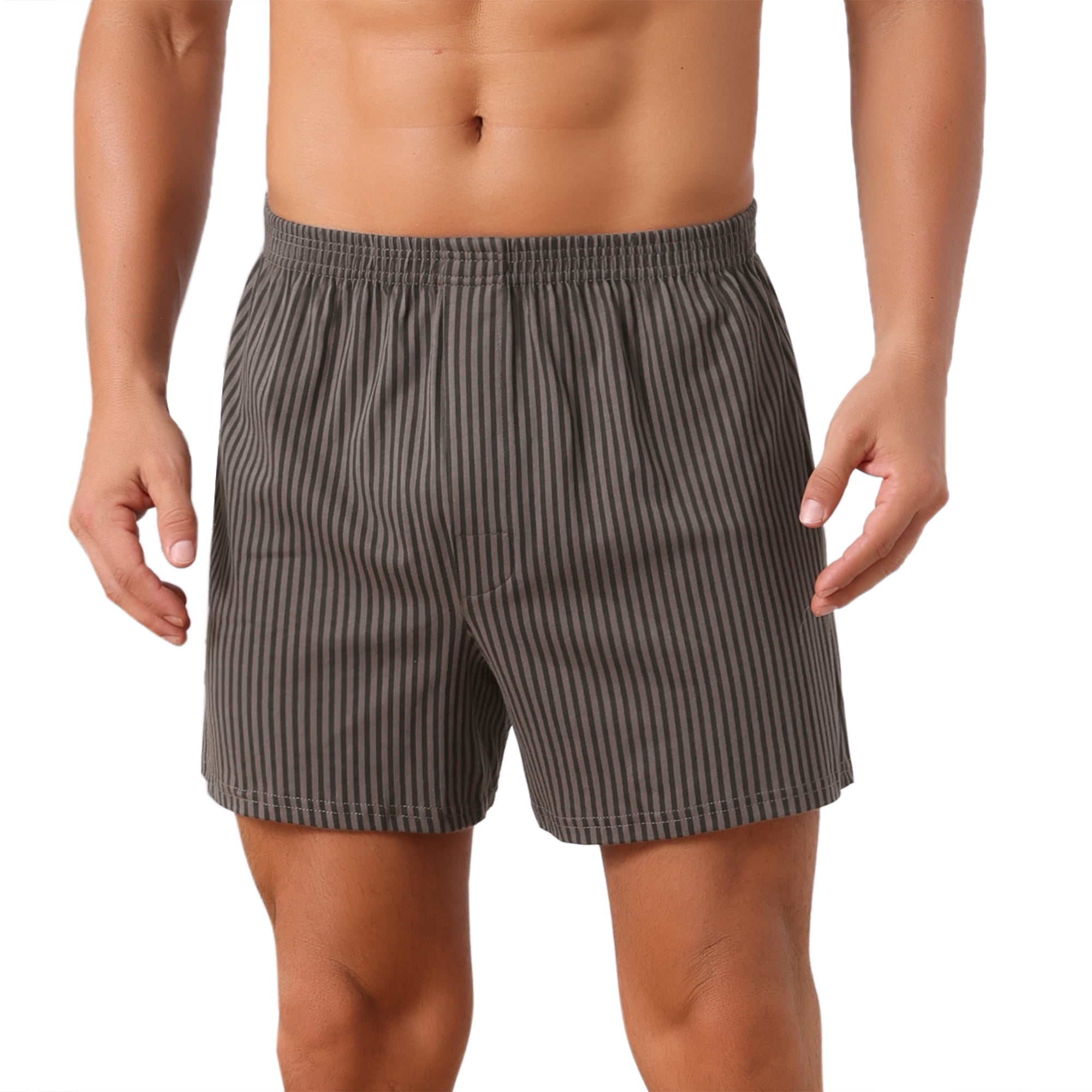DARING DIVA Men's Striped Breathable Cotton Mid-Waisted Boxer Shorts 36 Brown