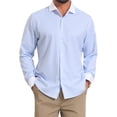 thumbnail image 1 of DARING DIVA Men's Striped Button Down Long Sleeve Stretch Shirts L Blue, 1 of 7
