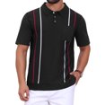 thumbnail image 1 of DARING DIVA Men's Striped Knit Chest Pocket Short Sleeve Vintage Golf Shirts S Black, 1 of 7