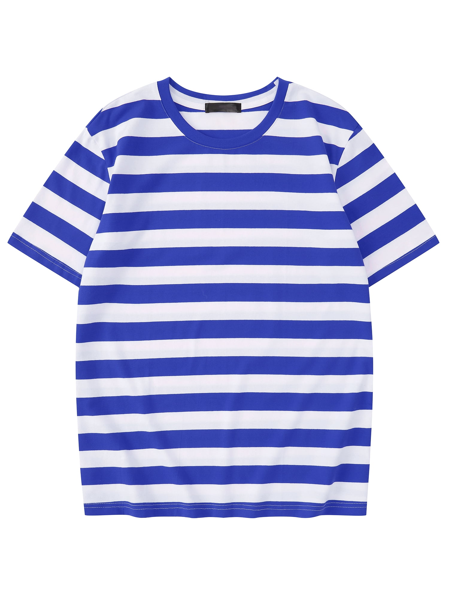 DARING DIVA Men's Striped Short Sleeve Crew Neck Casual Stripes T Shirt 2XL Blue White