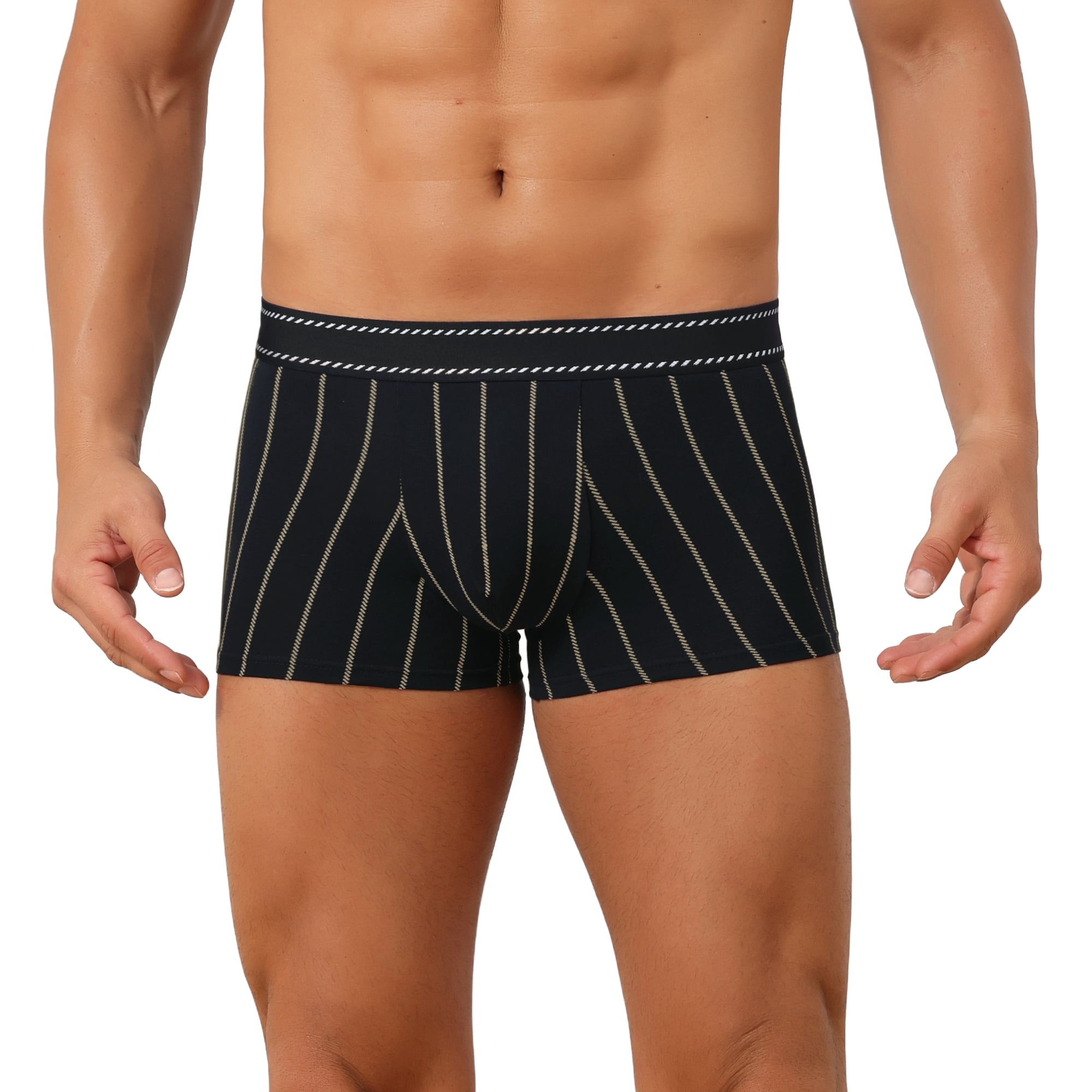 DARING DIVA Men's Comfortable Striped Stretch Waistband Boxer Underwear 34 Black