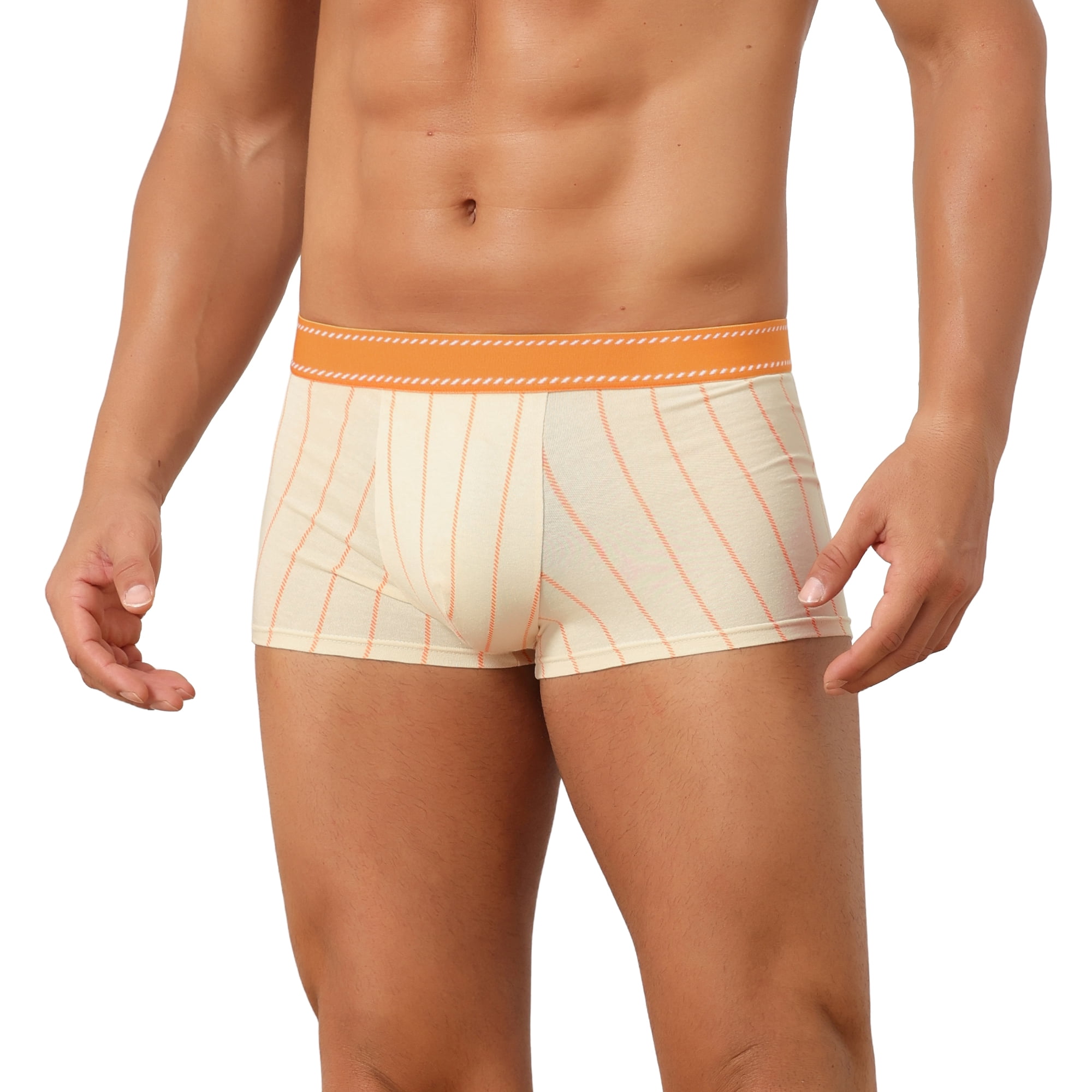 DARING DIVA Men's Comfortable Striped Stretch Waistband Boxer Underwear 34 Light Yellow