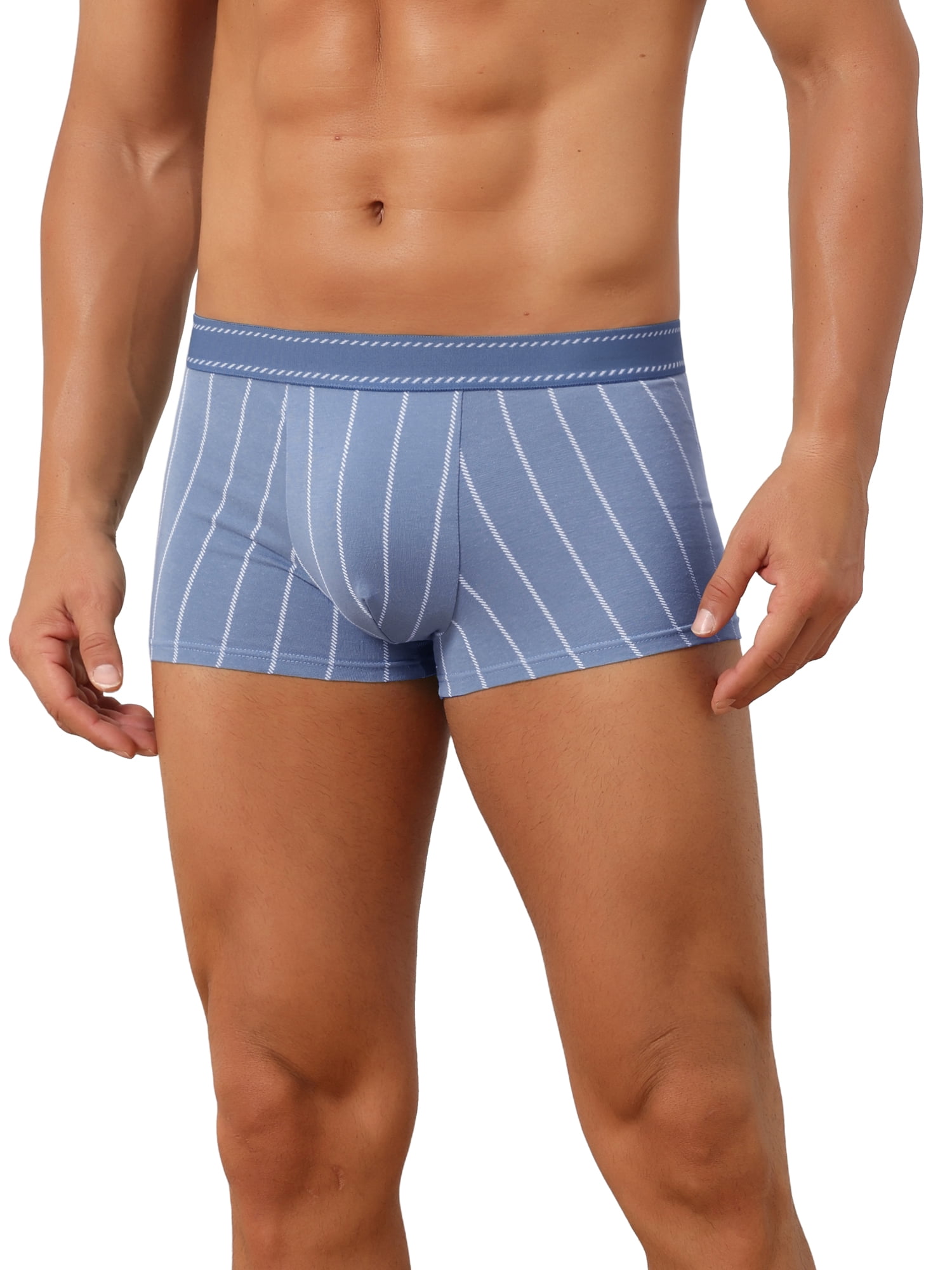 DARING DIVA Men's Comfortable Striped Stretch Waistband Boxer Underwear 36 Blue