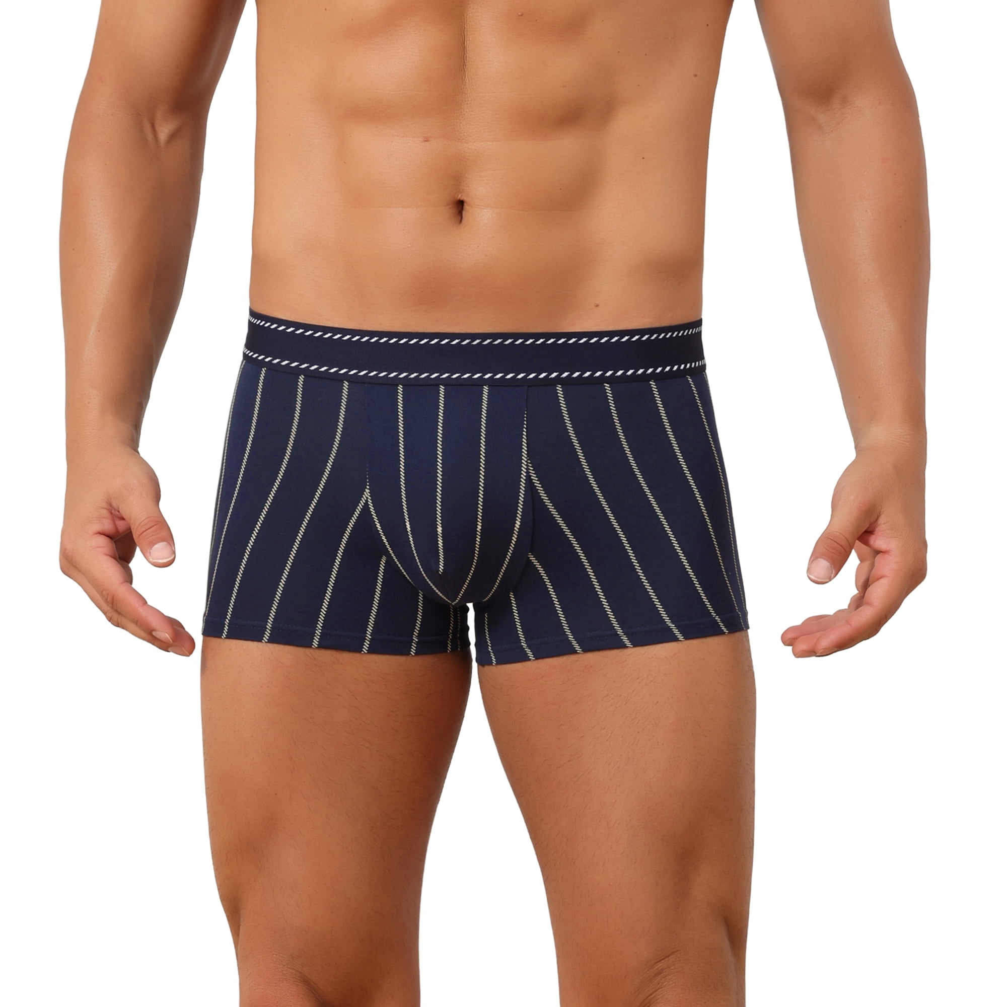 DARING DIVA Men's Comfortable Striped Stretch Waistband Boxer Underwear 36 Dark Blue