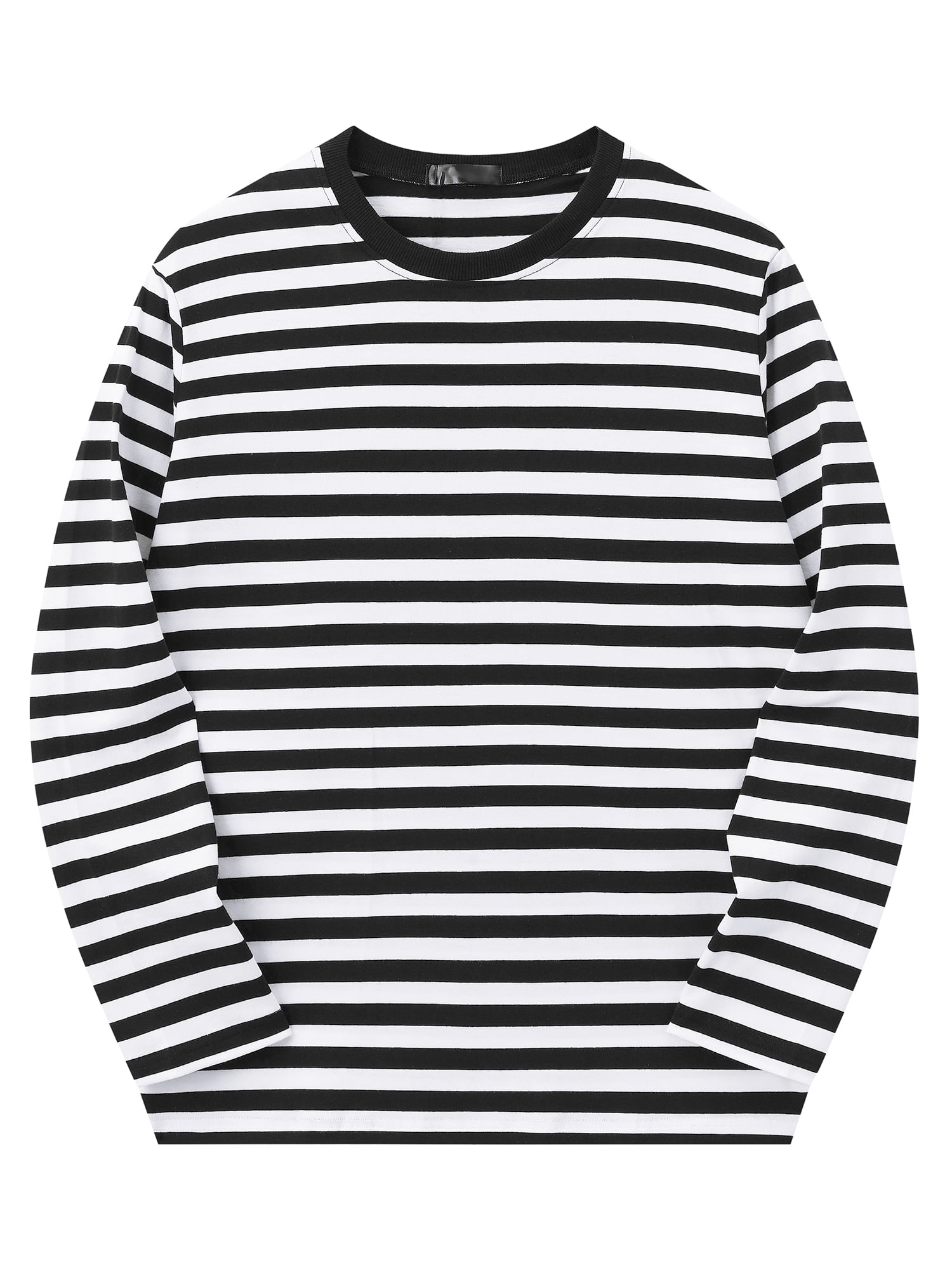 DARING DIVA Men's Striped Sweatshirts Stripes Long Sleeve Casual T-Shirt XL Black White