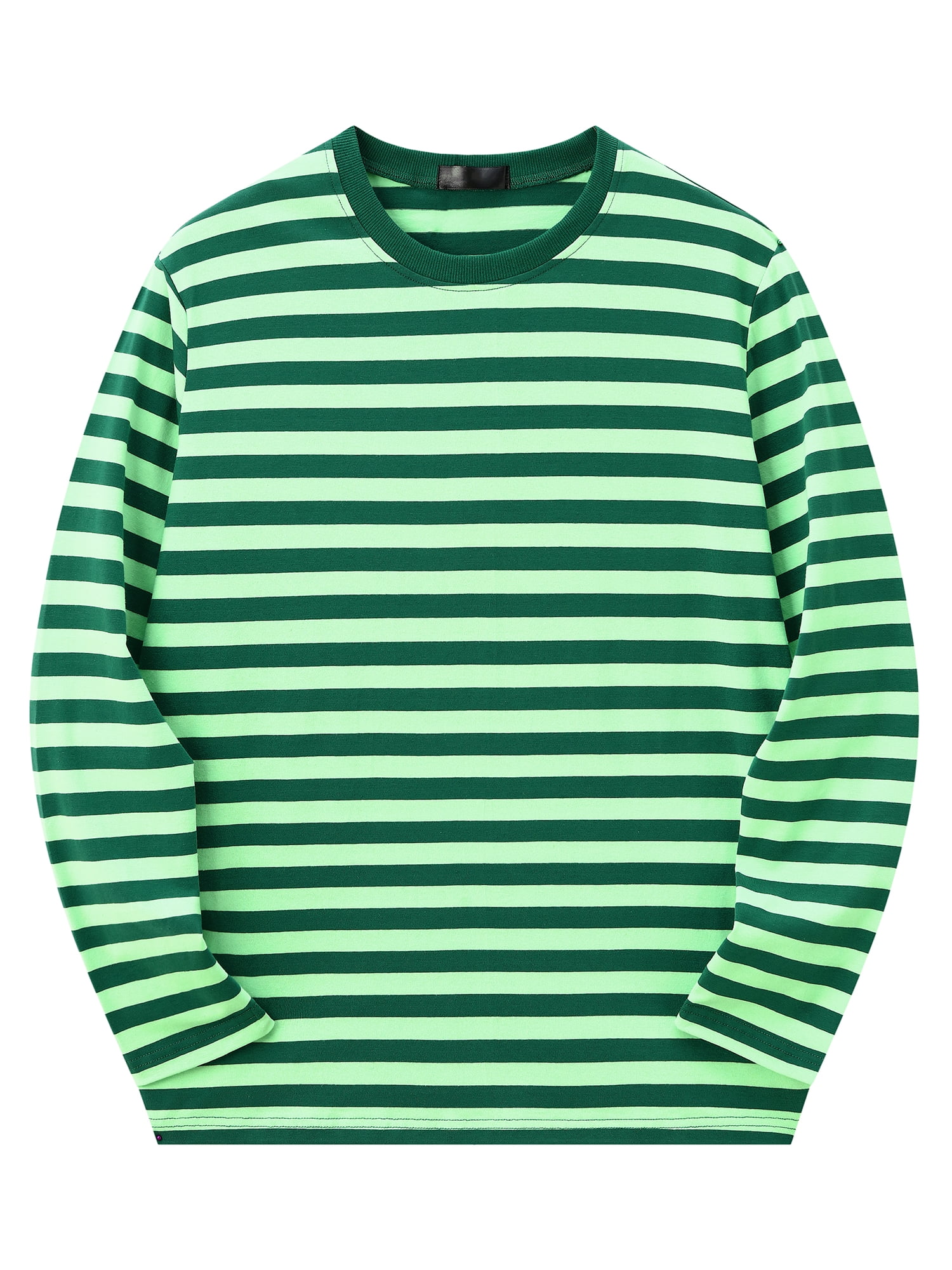 DARING DIVA Men's Striped Sweatshirts Stripes Long Sleeve Casual T-Shirt XL Green White