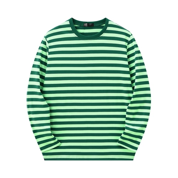 DARING DIVA Men's Striped Sweatshirts Stripes Long Sleeve Casual T-Shirt XL Green White