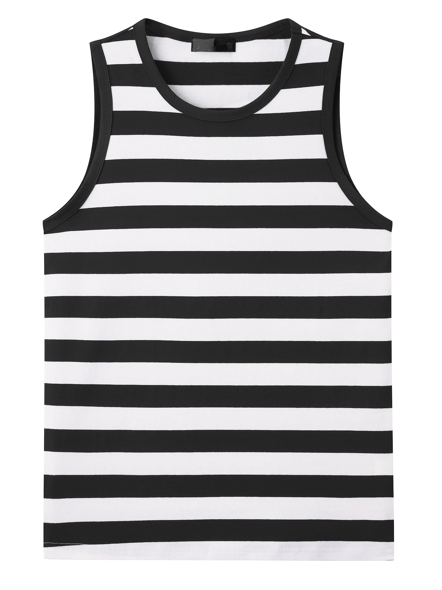 DARING DIVA Men's Stripes Tank Sleeveless T-Shirt Crew Neck Striped Vest 2XL Black White