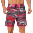 thumbnail image 1 of DARING DIVA Men's Summer Drawstring Color Block Beach Shorts 36 Dark Red, 1 of 6