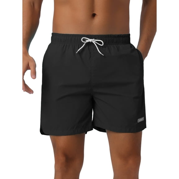 DARING DIVA Men's Summer Drawstring Mesh Lining Solid Board Shorts 28 Black