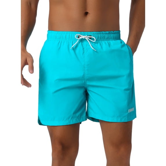 DARING DIVA Men's Summer Drawstring Mesh Lining Solid Board Shorts 30 Light Blue