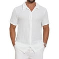 thumbnail image 1 of DARING DIVA Men's Casual Knitted Hollow Out Short Sleeve Shirt 2XL White, 1 of 7